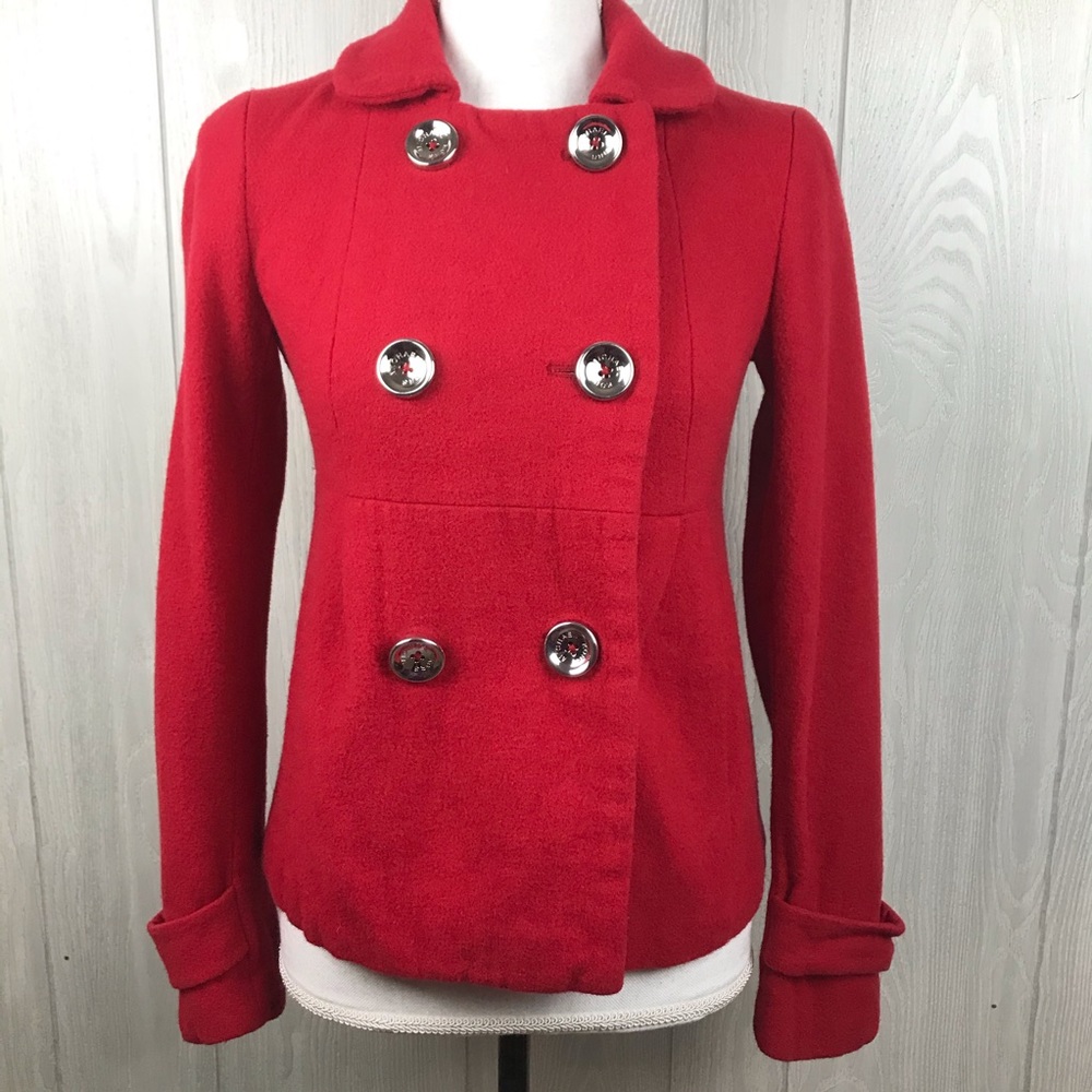 Michael Kors Solid Red Wool Button Front Lined Ja… - image 2